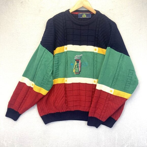 Vintage 90s Baggy Golf Sweater Mens Large Ireland Blarney Castle Designs Relaxed - Picture 1 of 13